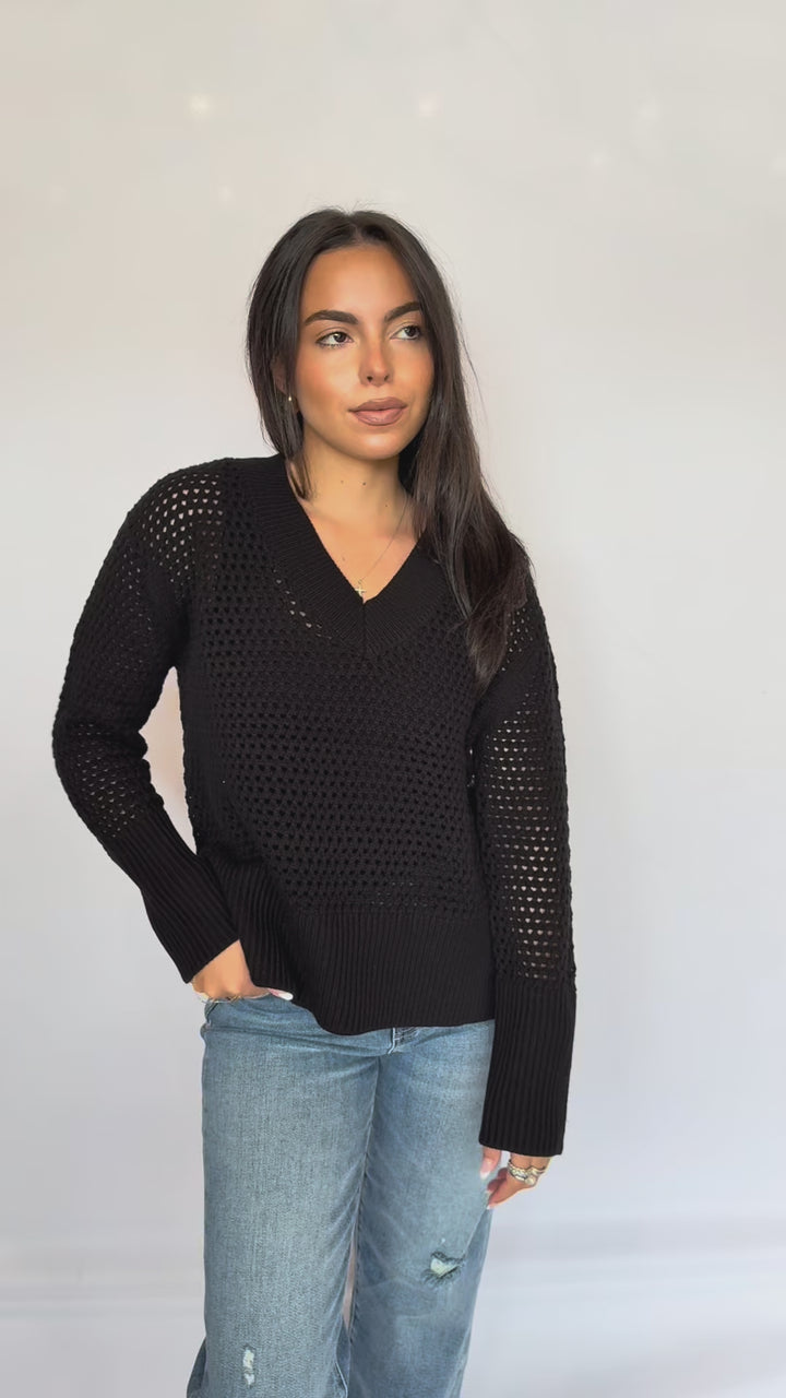 Cameron Crochet V-Neck Sweater