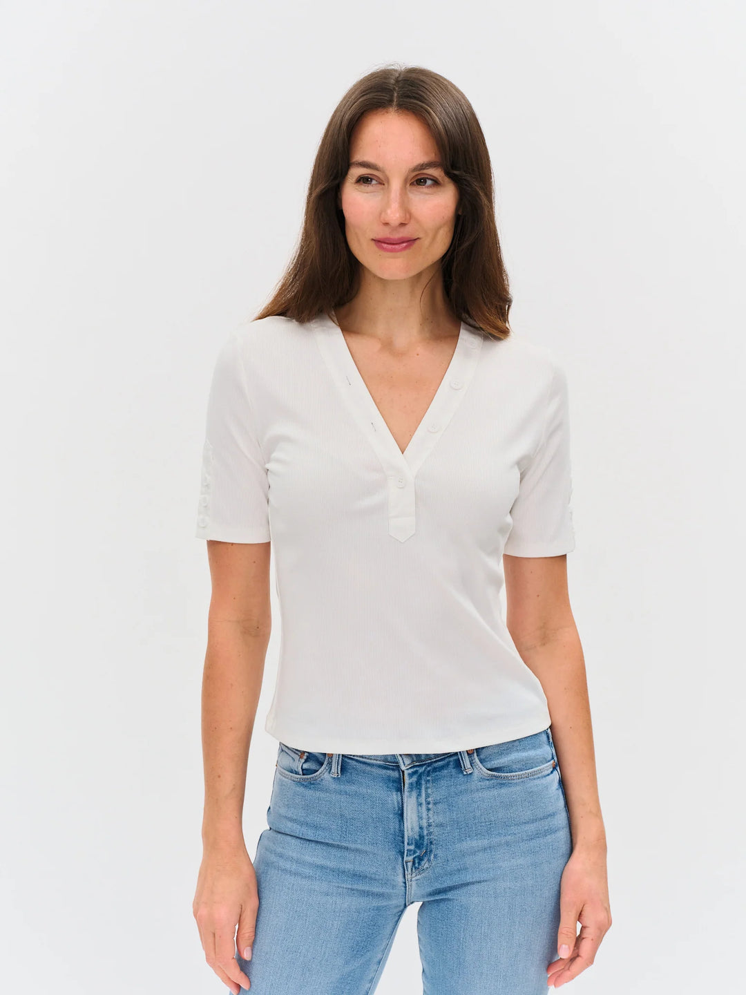 Miko Button Trim Tee