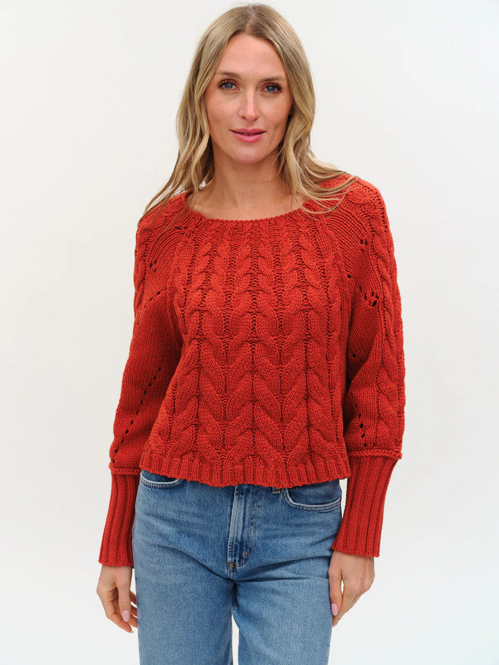 ALEXA CABLE KNIT BOAT NECK SWEATER