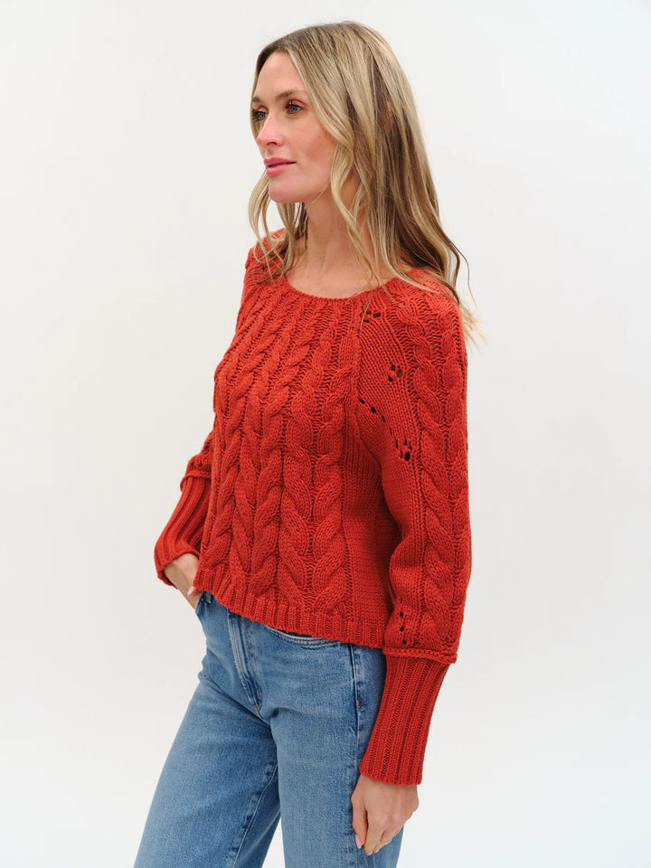 ALEXA CABLE KNIT BOAT NECK SWEATER