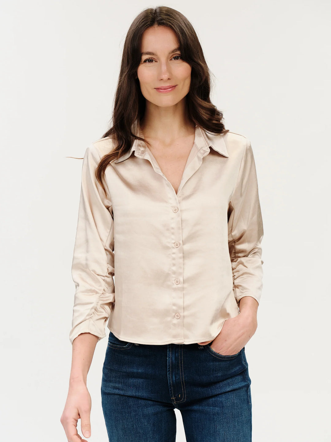 DESSI SATIN BUTTON DOWN