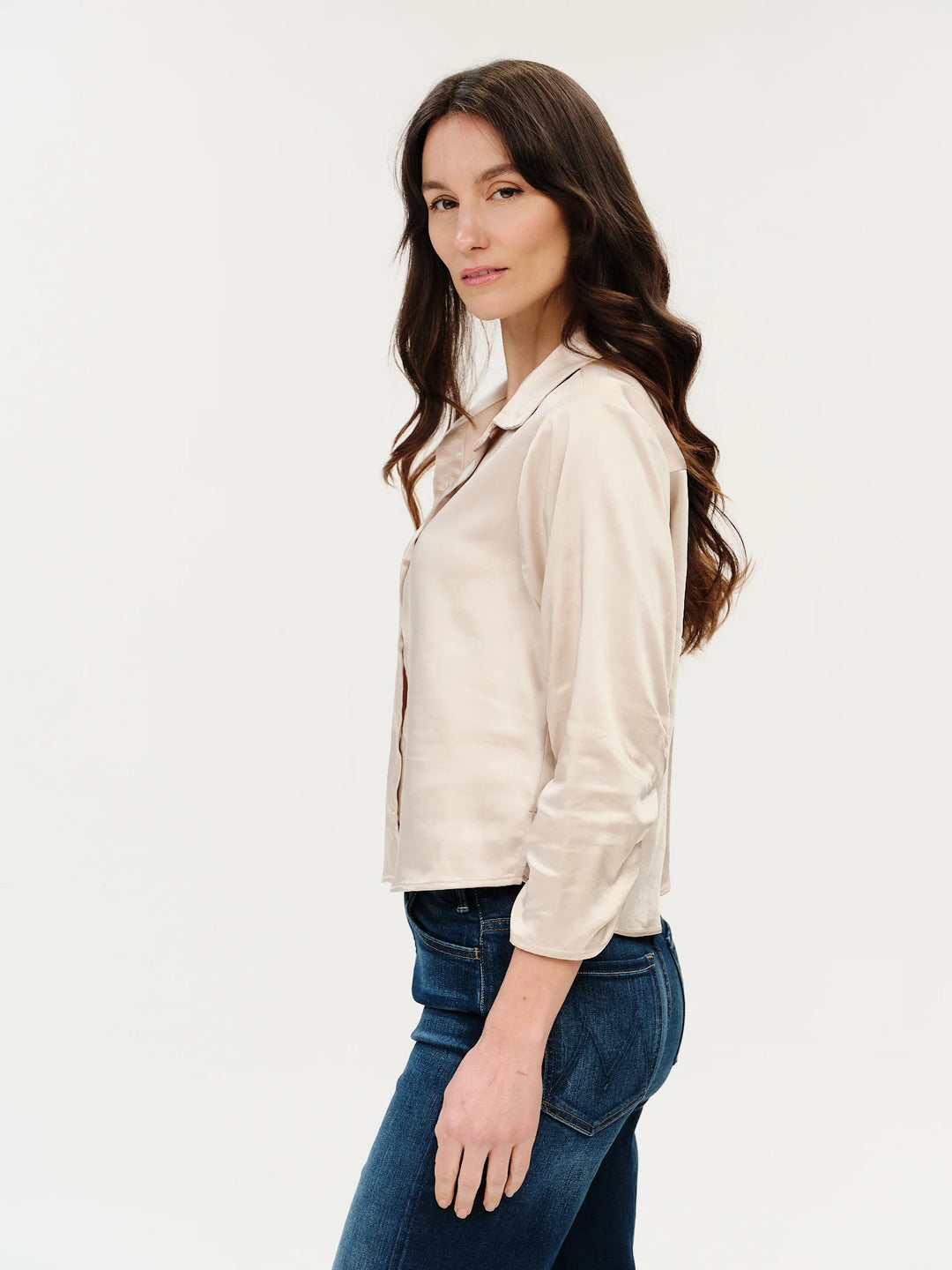DESSI SATIN BUTTON DOWN