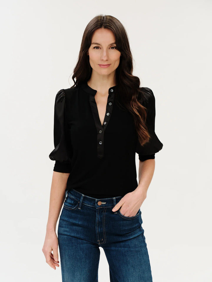 GRACE MIXED MEDIA RIBBED TOP