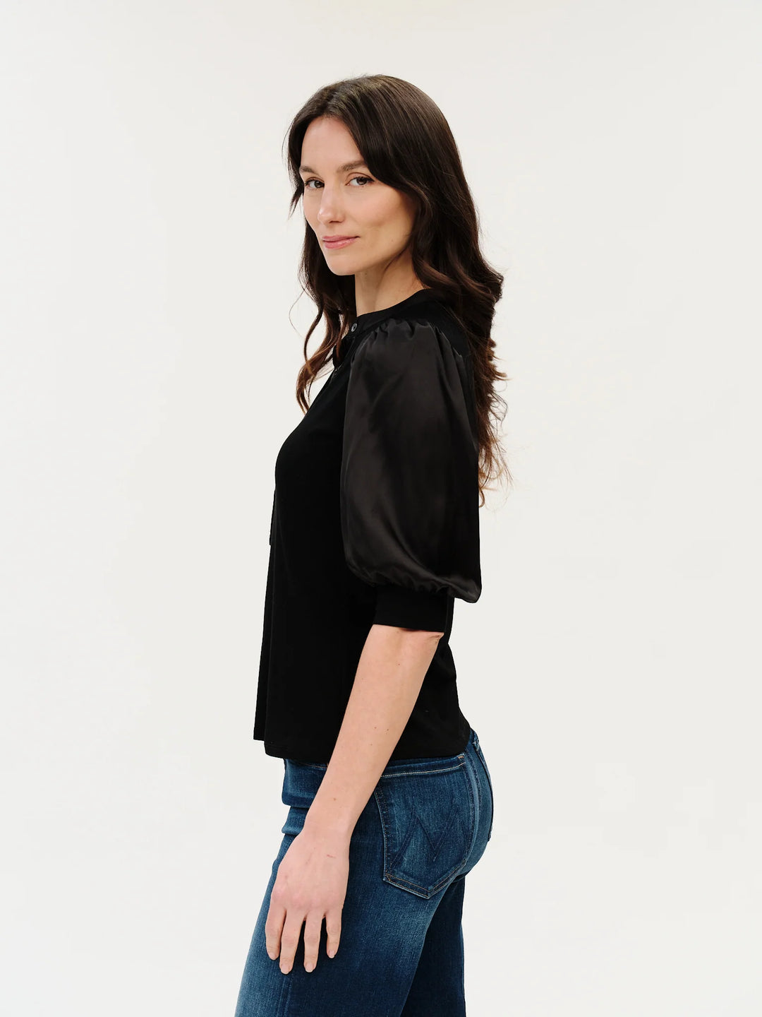 GRACE MIXED MEDIA RIBBED TOP