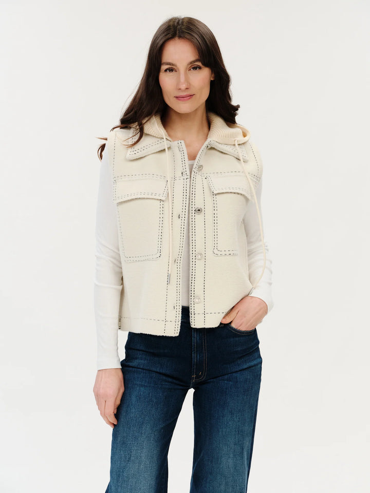 TOMMIE EXPOSED STITCH HOODED VEST