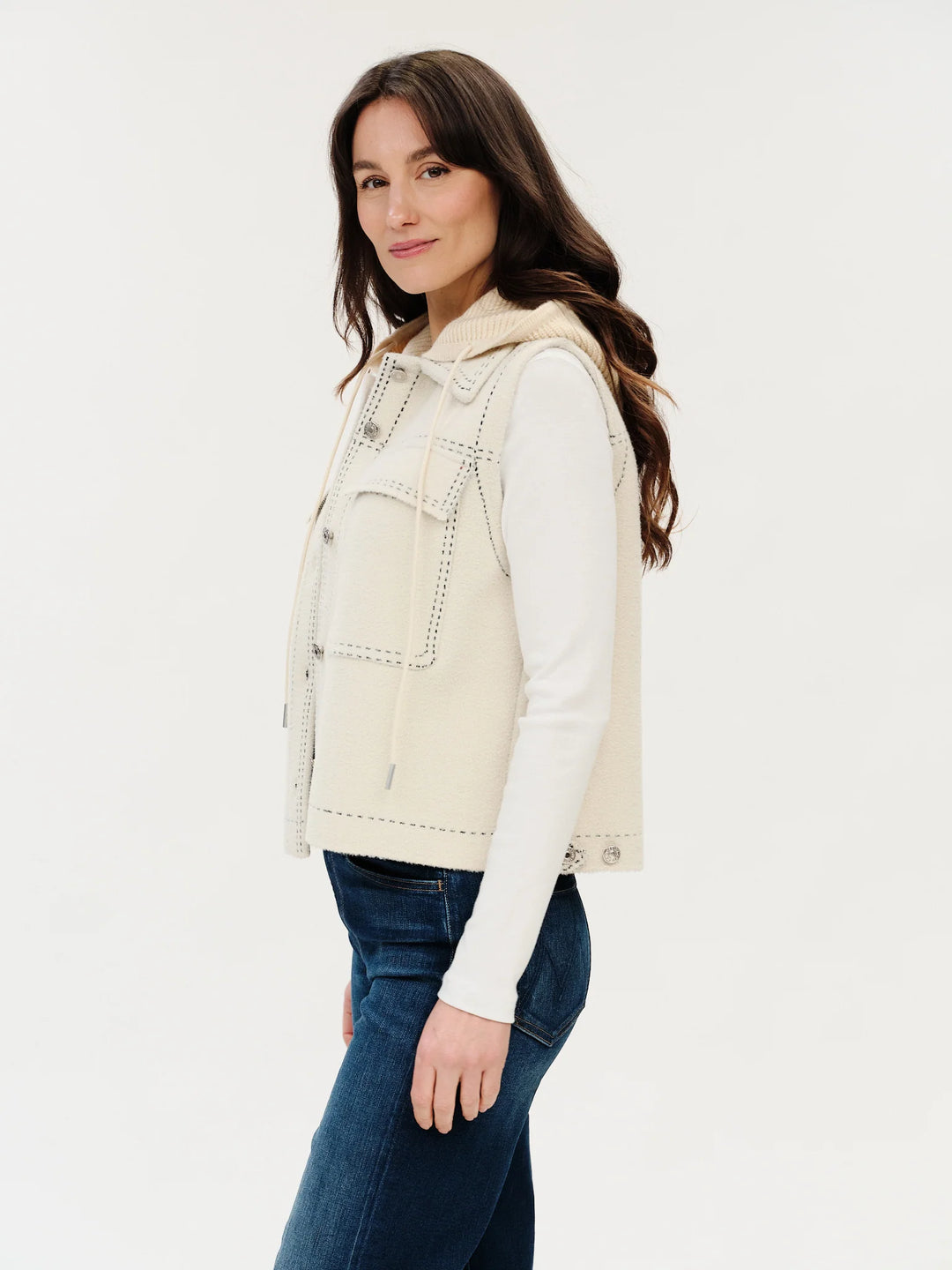 TOMMIE EXPOSED STITCH HOODED VEST