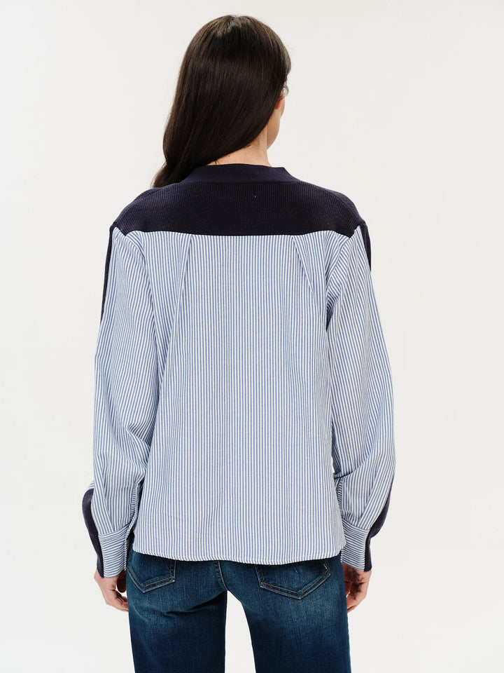 ZARI MIXED MEDIA POPLIN SWEATER