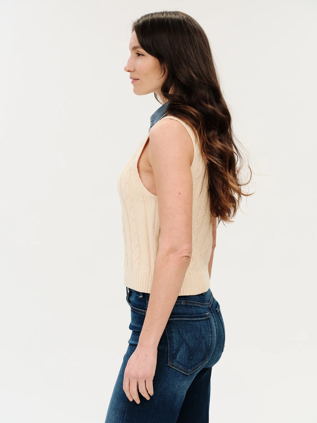 MONICA MIXED MEDIA COLLAR VEST