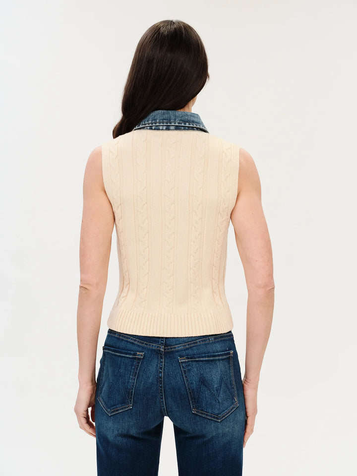 MONICA MIXED MEDIA COLLAR VEST